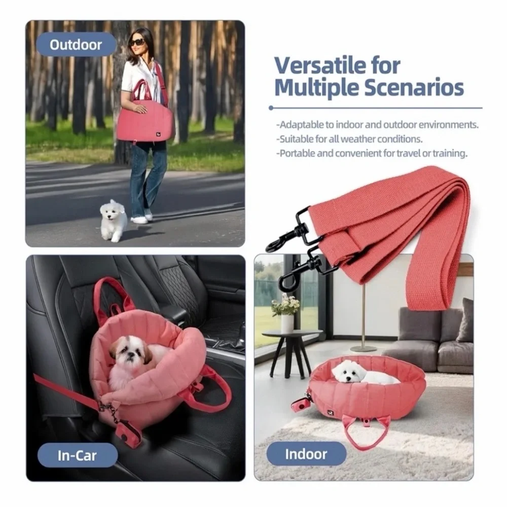 Pink Pet Carrier Bag And Travel Bed For Dogs Up To 25#